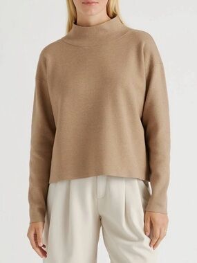 Quince Eco-Knit Milano Stitch Mock Neck Pullover